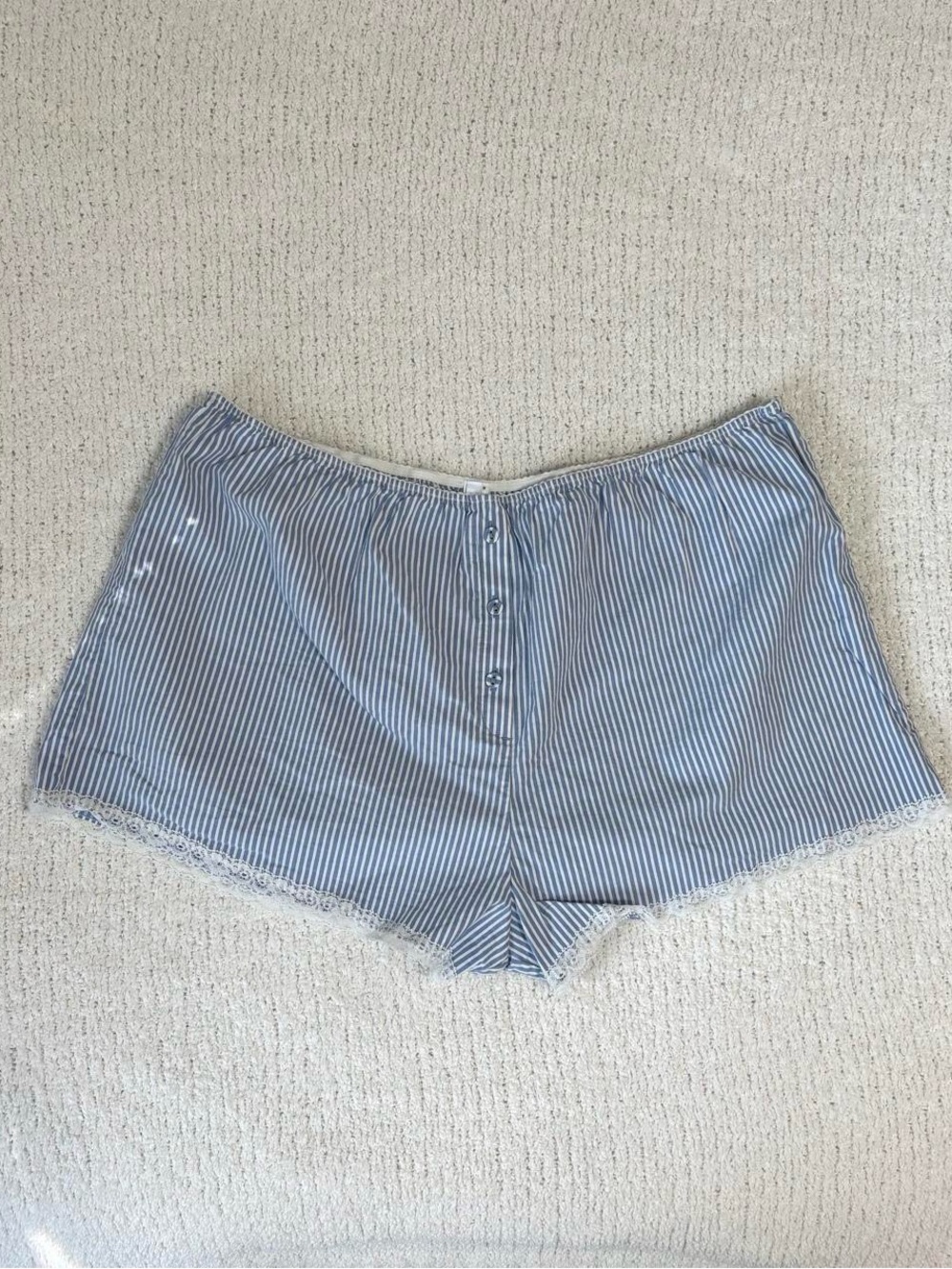 Skims blue striped cotton shorts